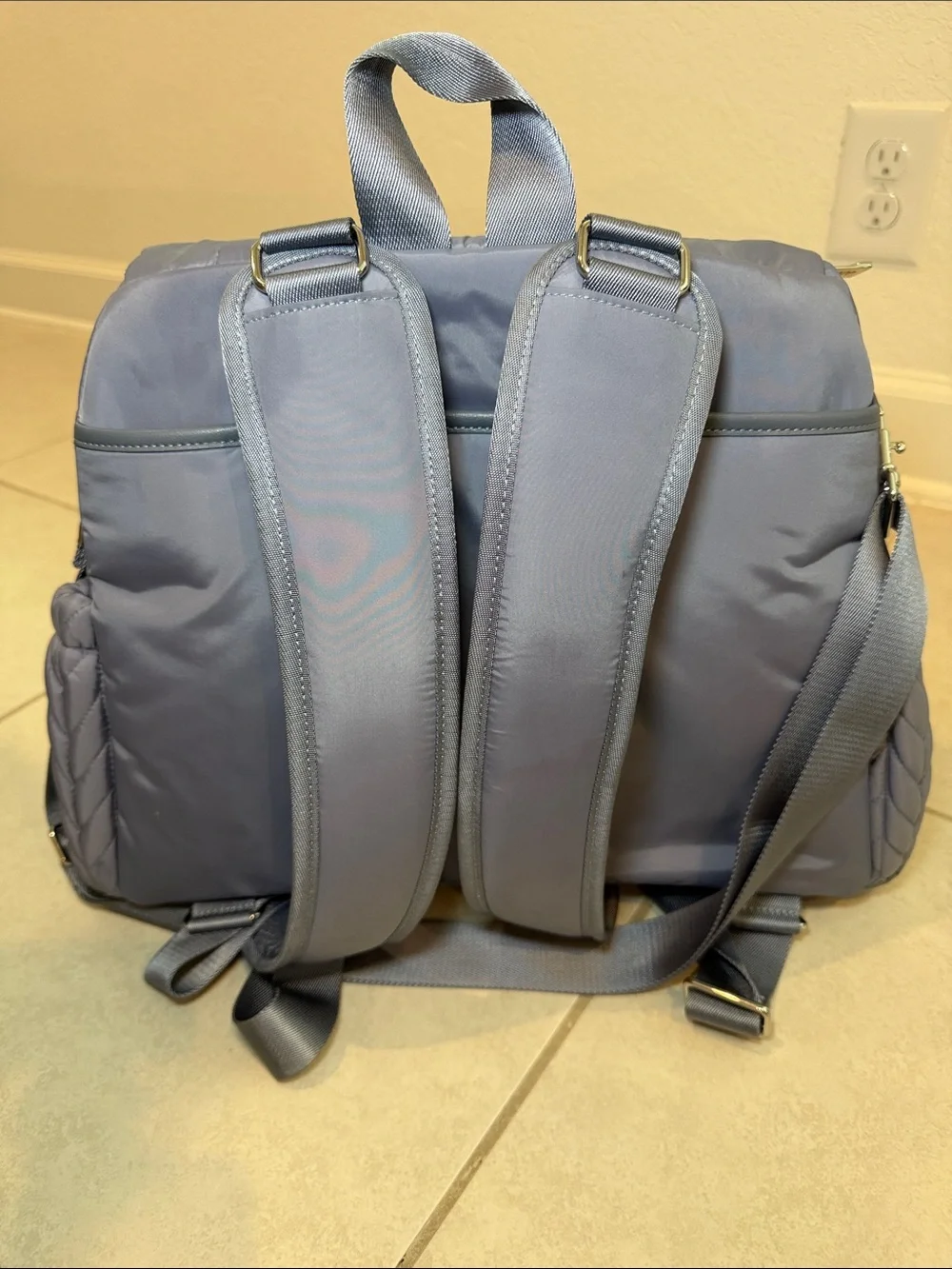 Happbrand - Levy Backpack Ash Blue Quilted Diaper Bag